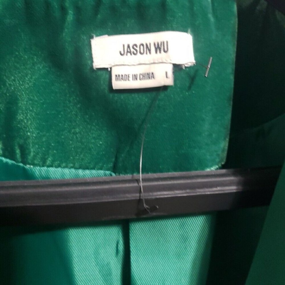 NWOT Jason Wu Emerald Green Velvet & Satin Blazer Large L - Picture 3 of 7